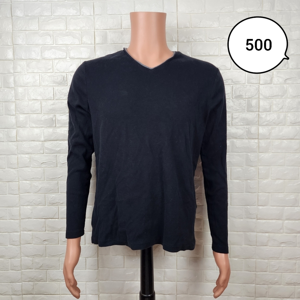 attention mens vneck black long sleeve shirt
